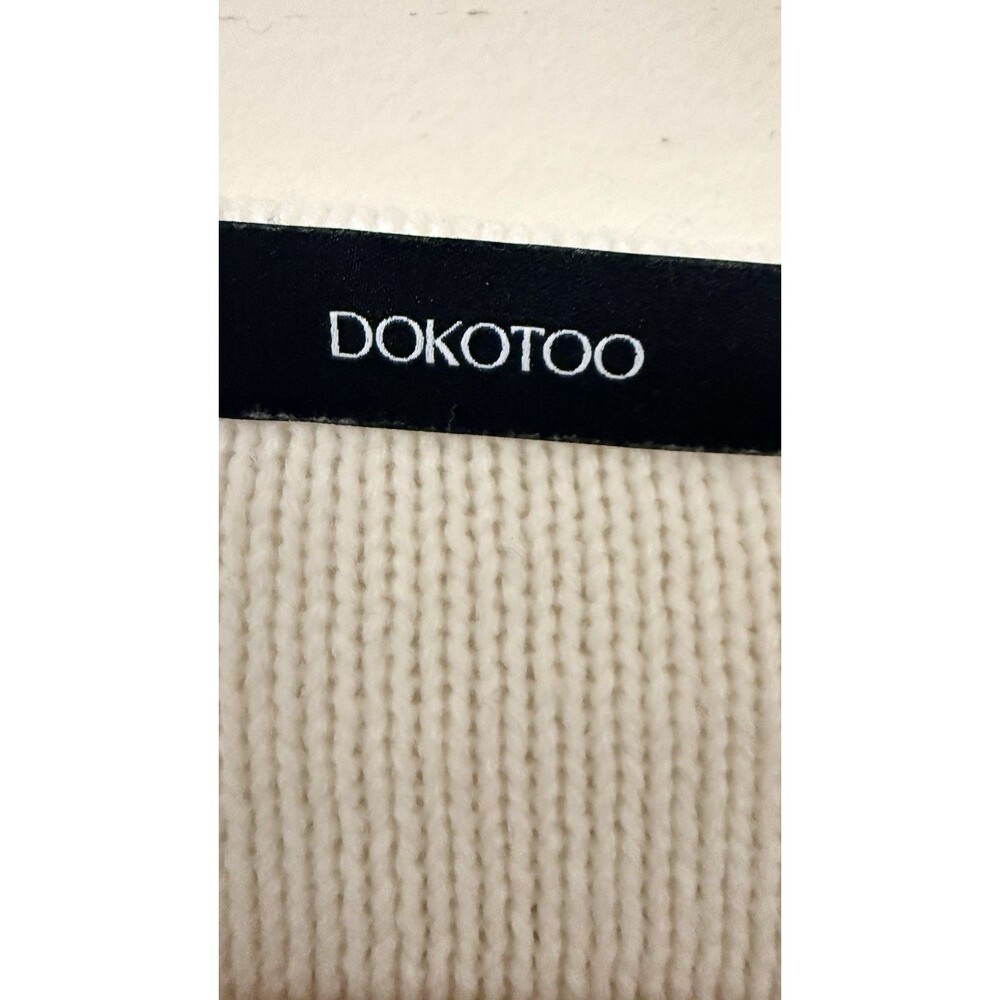 DOKOTOO White with Black and Gold Striped Long Sleeve Sweater - Large - Picture 5 of 5